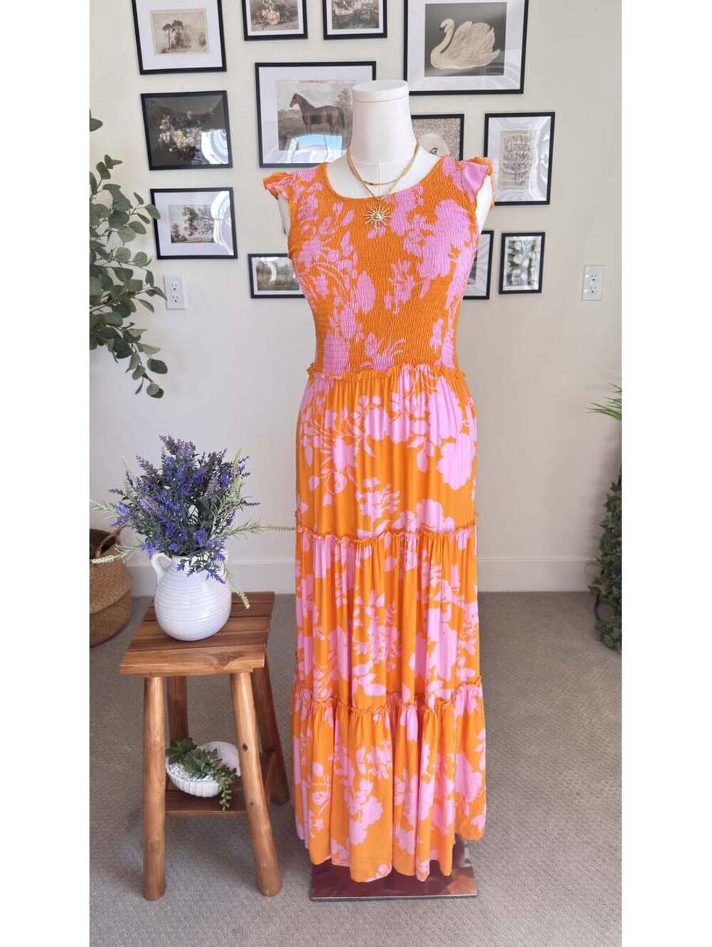 Abel the Label Floral Tiered Smocked Maxi  - Size S